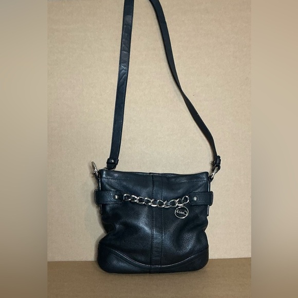 Y2K vintage Coach Black Leather Crossbody with Silver Chain - Picture 5 of 9
